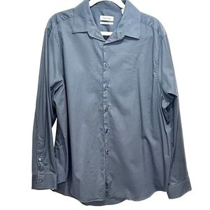 Calvin Klein Classic Gray Button Down Shirt Size 17 34/35